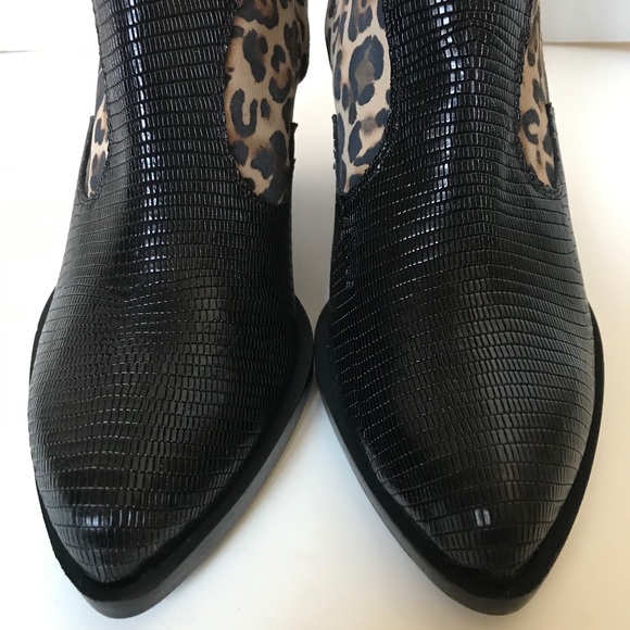 New Alberto Zago Western Boots Black Leopard Boots - Picture 5 of 8